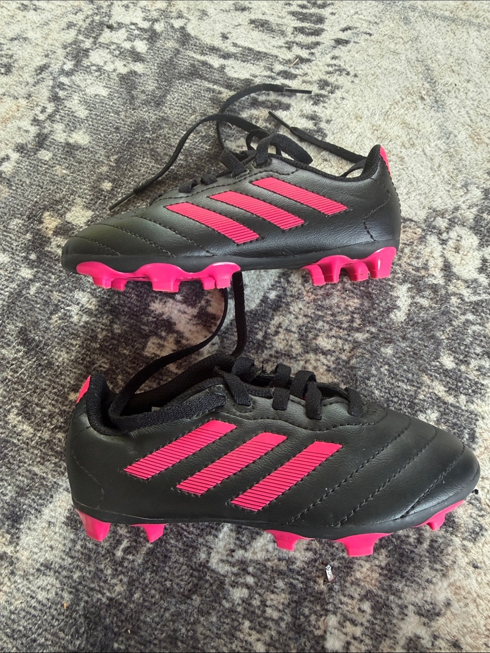 adidas Kids Black and Pink Soccer Cleats